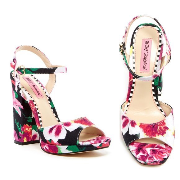 Betsey Johnson Shoes - Betsey Johnson Isla Black Floral Chunky Sandals